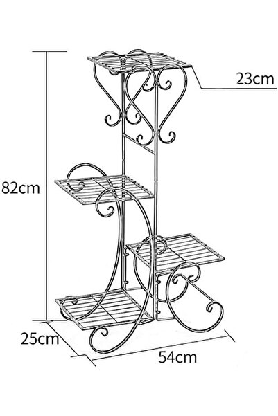Kardett Suport ghivece din metal negru cu 4 rafturi, 80x54x25 cm - Raft de interior/exterior, Suport plante pentru balcon