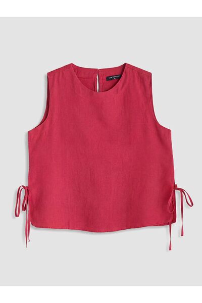 LC Waikiki LCW Comfort Λεπτομερής Μπλούζα με Δέσιμο, 100% Λινό