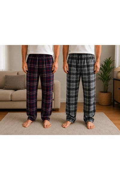 Serena Pantaloni de pijama barbat big size 2 piese/set - multicolor
