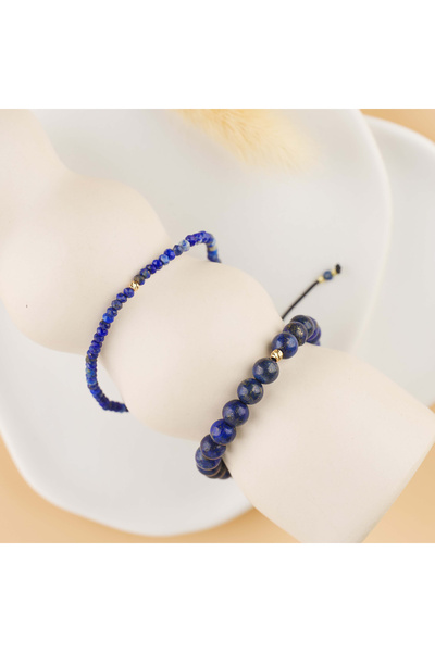 BLACK SWAN Bijoux Set Cuplu Cadou - Bratari margele Lapiz Lazuli si bilute di...