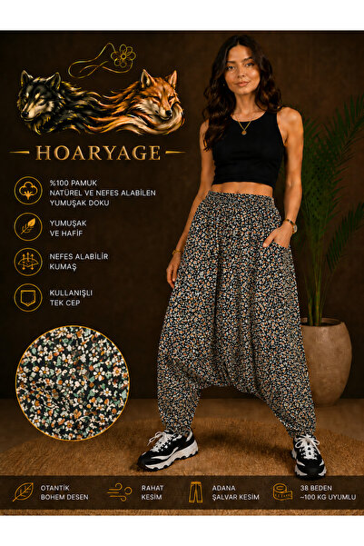 hoaryage Adana Salwar Viscose Fabric, Authentic Bohemian Patterned Pocketed M...