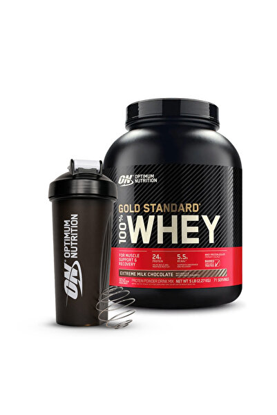 Optimum Nutrition Gold Standard 100% Whey Protein, Chocolate-Blender Bottle, ...
