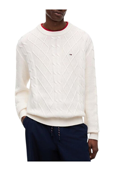 Tommy Hilfiger Ανδρικό Πουλόβερ Εκρού Tommy Jeans DM0DM23405-YBH