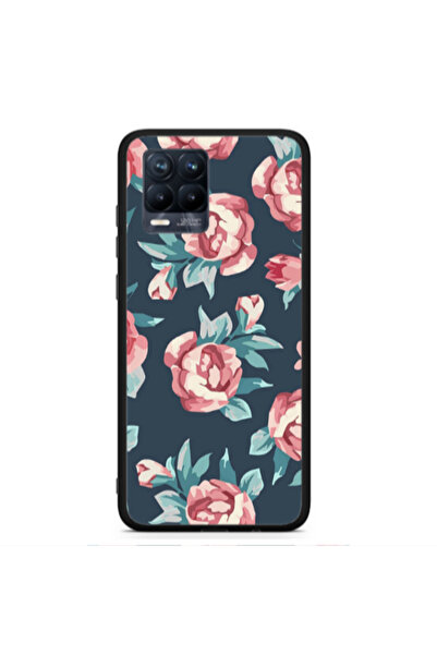 Other Realme 8 Purple roses Black Glossy Θήκη