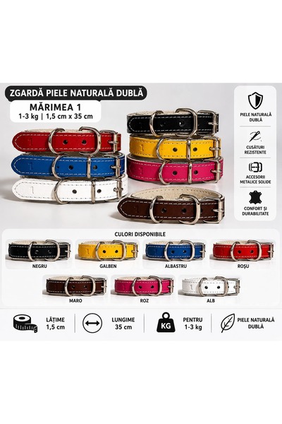 OEM Zgarda Piele Dublata Pentru Catei