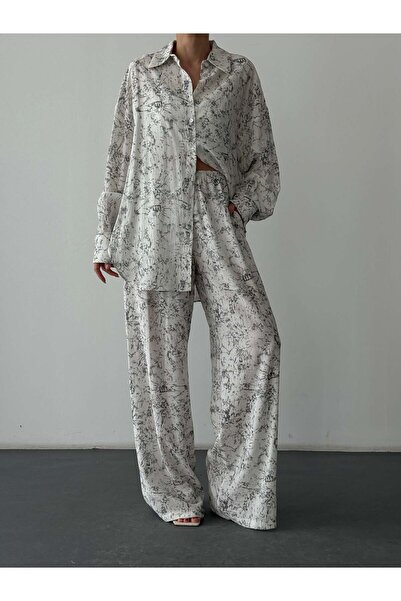 Quzu Pantalone sa batik uzorkom, boja ekru