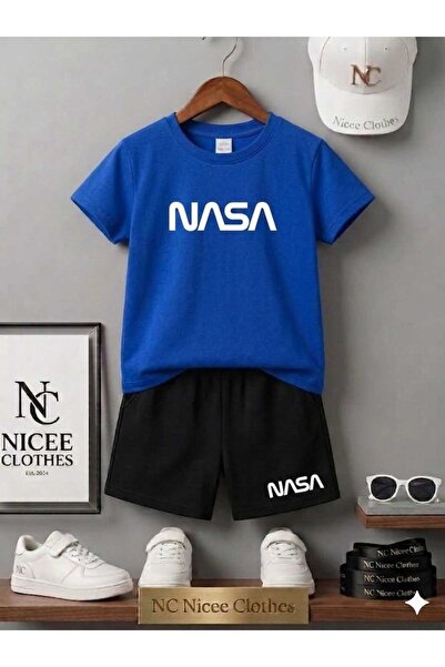 NC Nicee Clothes تي شيرت صيفي للأطفال للجنسين (طباعة ناسا كبيرة باللون الأبيض...