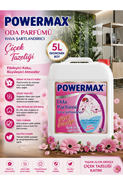 powermax ÇİÇEK TAZELİĞİ ORTAM PARFÜMÜ 5 LİTRE KALICI FERAHLIK VE BAHAR ESİNTİSİ