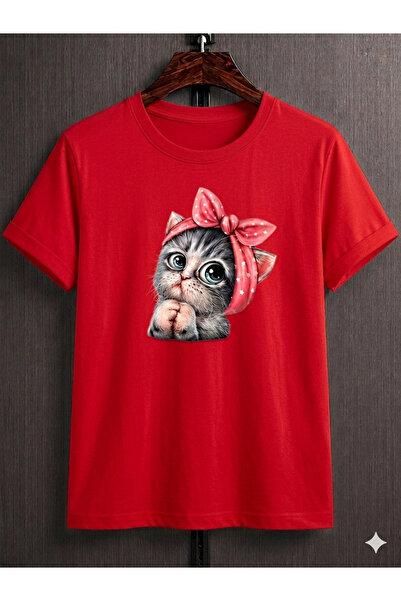 VODEXA Unisex Oversize T-Shirt Cleaning Cat Printed 100% Cotton T-Shirt Comfo...