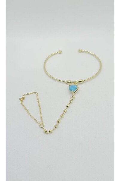 ndjewelry سوار شاهميران على شكل قلب ذهبي أزرق