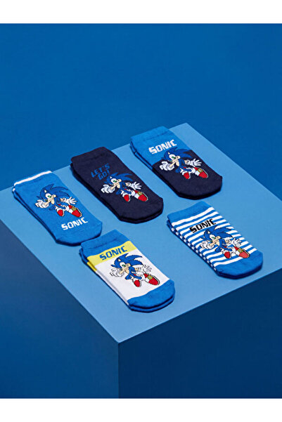 LC Waikiki Rmz Gi̇yi̇m Farkiyla Sonic Embroidered Boys' Booties Socks 5-Pack
