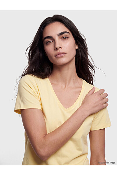 LC Waikiki Nevavm Difference Is the Difference V-Neck Women's T-Shirt