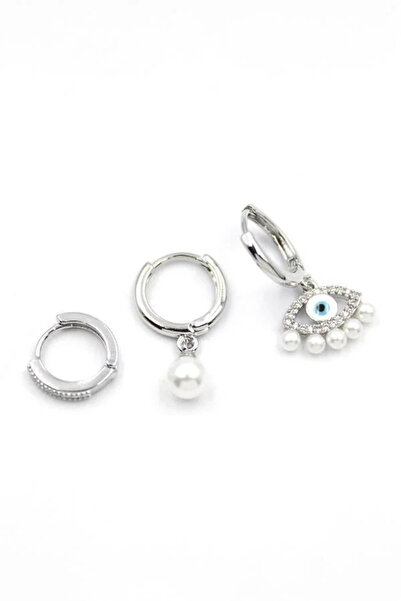 Marsilyan Nvdn- Ieg - 3-Piece Eye Earrings - Silver Iegrs-Nvdn1