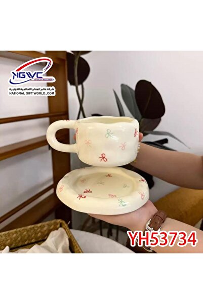 KAZU Ceramic Cup and Saucer Set Pastel Poise – Modern Chunky Design