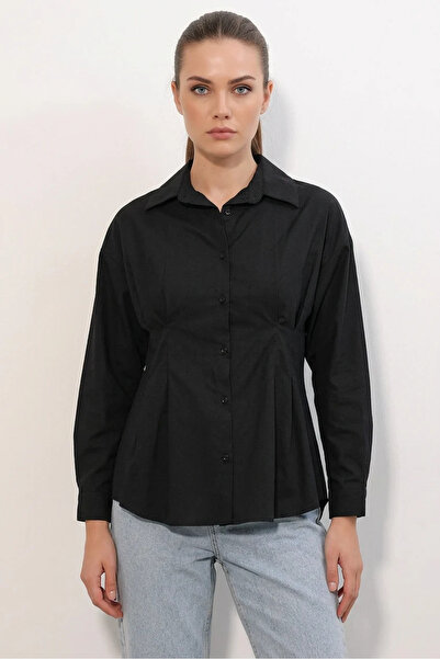 Efnaz style Women's Black Shirt with Waist Belt