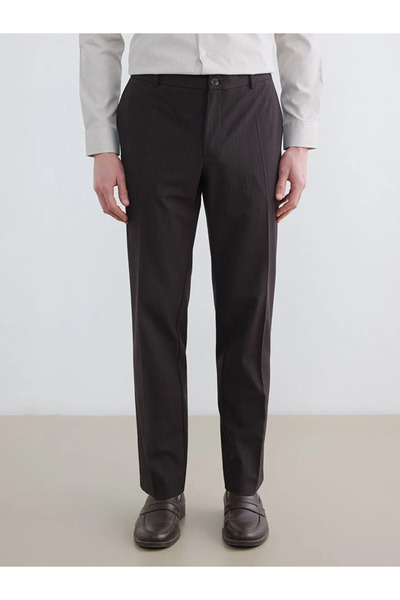 LC Waikiki Brown Standard Fit Pleated Men's Fabric Trousers