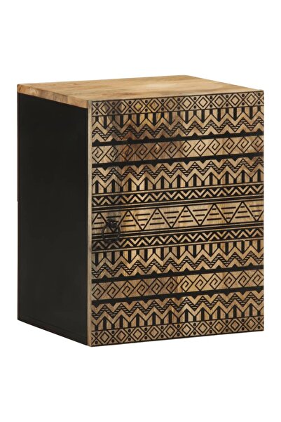vidaxl Dulap suspendat de baie negru 38x33,5x48cm, lemn masiv de mango
