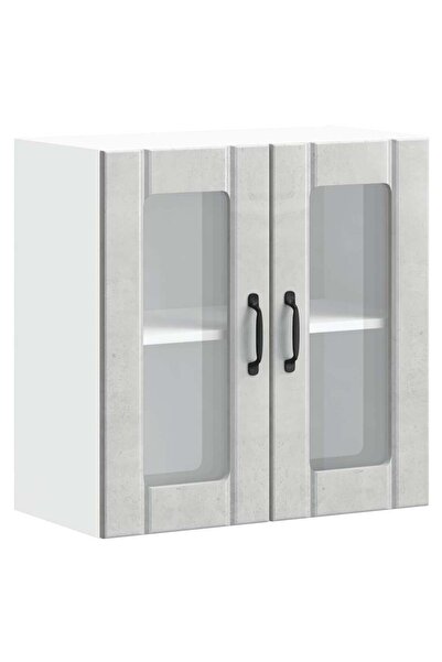 vidaxl Kitchen cabinet with glass door "Lucca" Concrete gray engineered wood