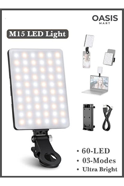 Generic ضوء سيلفي بـ 60 مصباح LED قابل لإعادة الشحن، مشبك مزدوج، 3 أوضاع، 10 ...