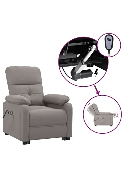 vidaxl Electric reclining massage chair, taupe grey, fabric