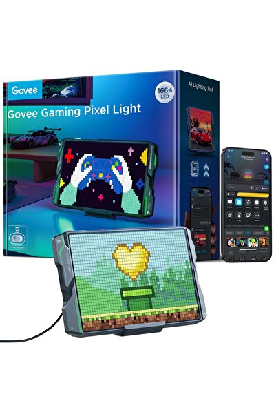 Govee Pixel Light Gaming Dikdörtgen, 52x32 RGBIC Pixel Art LED Panel, 150 Sah...