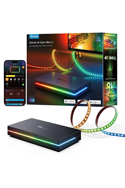 Govee HDMI 2.1 Senkronizasyon Kutusu AI Kiti 2, dahil. TV arka ışığı, 8K@60Hz...