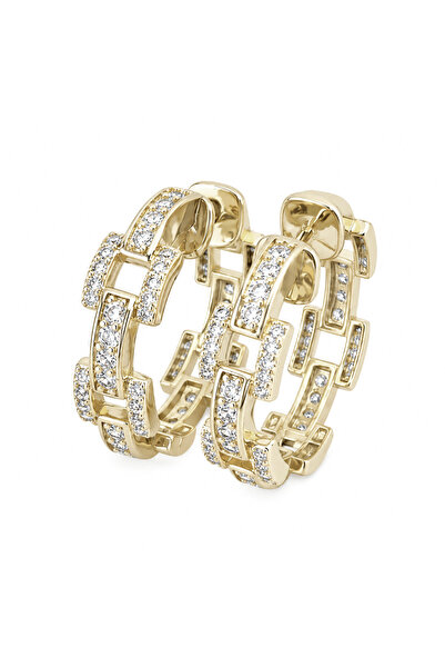 Milena 14k Gold Plated Earrings in Two Layers, Hypoallergenic, - Length 3.5cm
