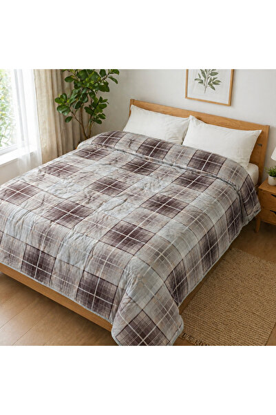 Kotonia Home Double bed cover quilted by stitching, size 200x230 cm, brown ge...
