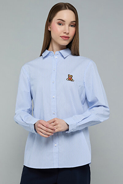 R&B Teddy Detail Shirt with Classic Collar and Long Sleeves