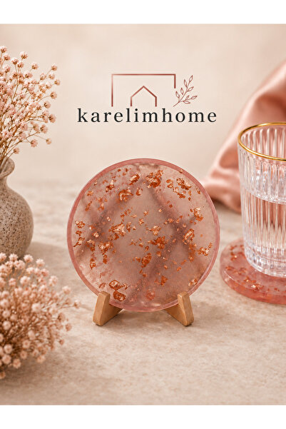 karelim home مجموعة من 2 قطعة من المنشّفات الوردية ذات التفاصيل الذهبية المصن...