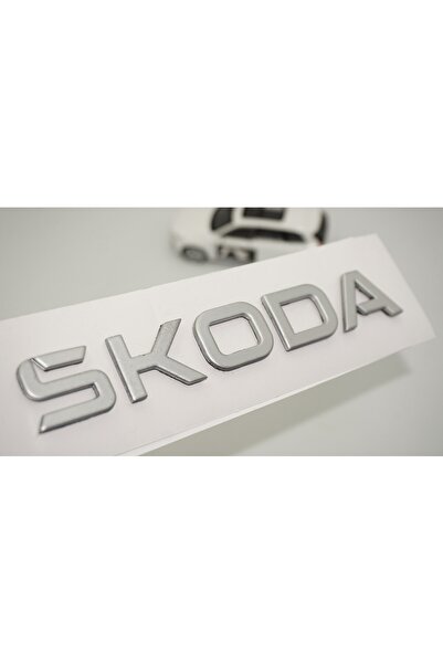 DK Tuning Enyaq Elroq Ön Kaput Gri Yazı Logo Arma Skoda İle Uyumlu