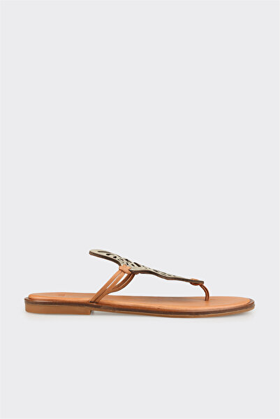 Elle Shoes Gold Deri Kadın Terlik
