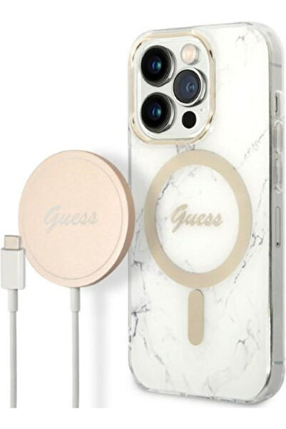 Guess Μαρμάρινο Πίσω Κάλυμμα MagSafe Σιλικόνης Λευκό (iPhone 14 Pro) Κωδικός:...