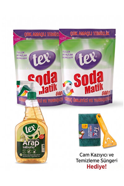 Tex Doğal Sıvı Sprey Arap Sabunu 1000 ML X Soda Matik 600 ML - Kireç Önleyici...