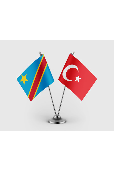 puntodizayn Demokratik Kongo Cumhuriyeti ve Türkiye Bayrağı İkili Saten Masa ...