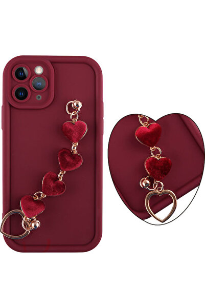 Other Volte-Tel Hearts Θήκη Πλάτης Σιλικόνης με Λουράκι Μπορντό (iPhone 11 Pro)