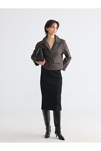 LC Waikiki Black Elastic Waist Knitwear Skirt