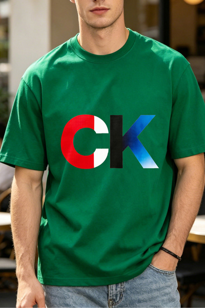 Fleck قمصان تي شيرت كاجوال للرجال بتصميم شعار CK، قمصان مطبوعة للرجال