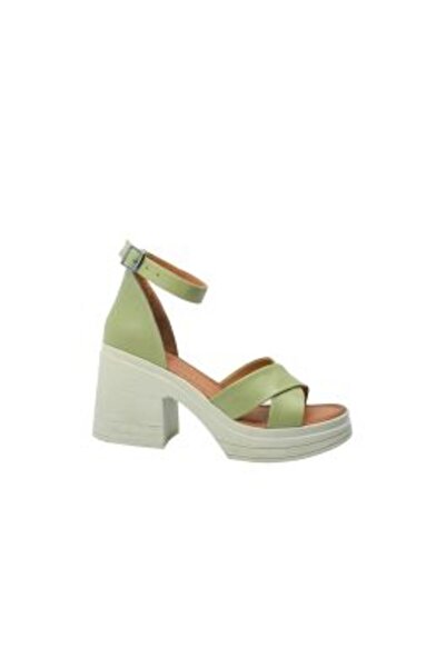 Dogati women's ultra chunky sandals, grass green, made of leather MIR 10407
