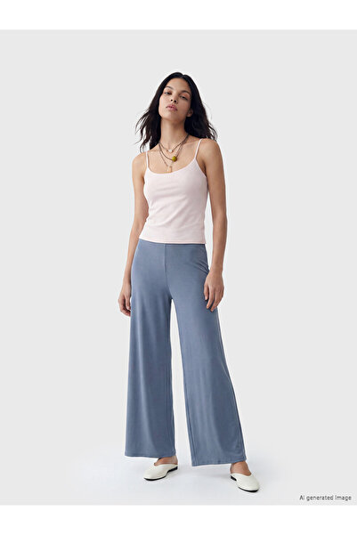 LC Waikiki Blue wide leg women's sweatpants with elastic waist