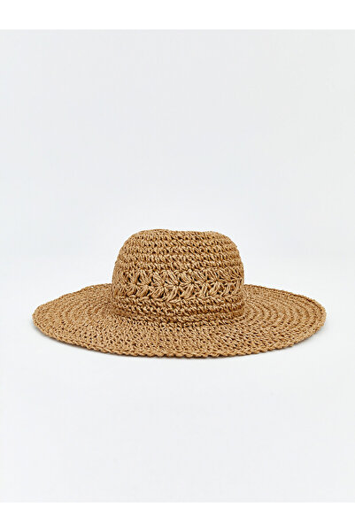 LC Waikiki Beige Women's Straw Fedora Hat