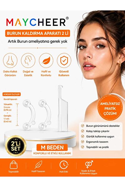Maycheer Şeffaf Burun Kaldırma Aparatı Burun Bandı 2'li Set Şeffaf Burun Şeki...