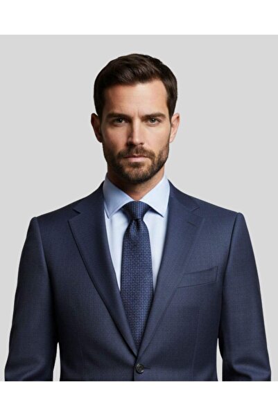 KUMOVO Lilac Patterned Navy Blue Tie – 8 cm Wide