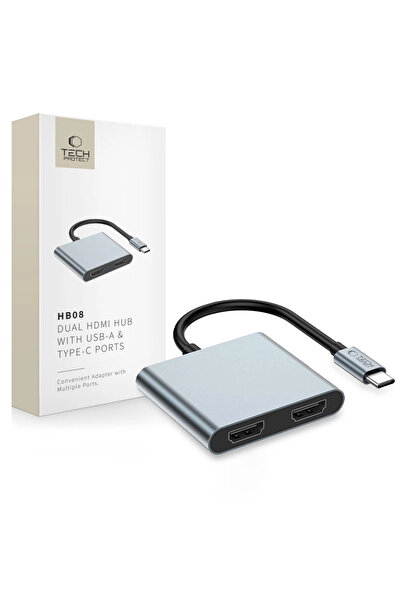 Tech-Protect Adaptor 4 în 1 USB-C la 2x HDMI 4K 60Hz pentru MacBook-uri