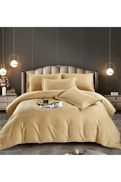 OEM Premium damask Duvet Cover Set with Stretchy – 6 pieces | 8013-J