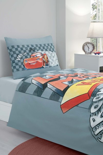 Özdilek Set de lenjerie de pat elastică pentru copii Cars Mcqueen Speed, cu licență Disney