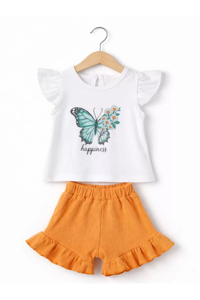 Mariposa Secret 6/24 Month Ruffle Detailed Waffle Fabric Baby Set