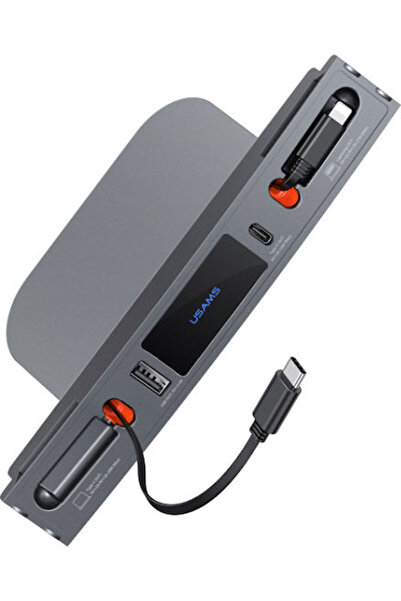 Usams Φορτιστής Αυτοκινήτου Us-sj649 Tesla 3/Y 2x Θύρες USB/USB-C 60W Γκρι Sj...