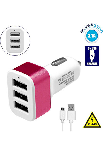 Other Φορτιστής Αυτοκινήτου GloboStar 20W 3.1A με Θύρες: 3xUSB με Καλώδιο Typ...