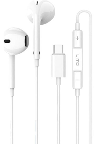 Lito Ενδοωτικά ακουστικά handsfree με υποδοχή USB-C, λευκά